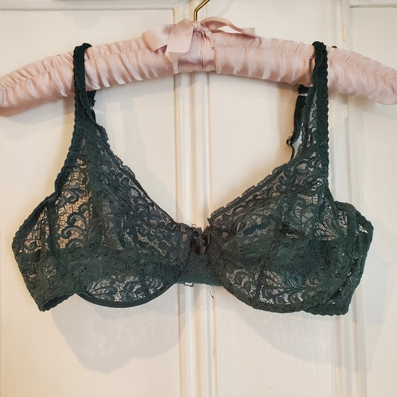 Forest Green Vintage Lace Bra - Picture 1 of 4